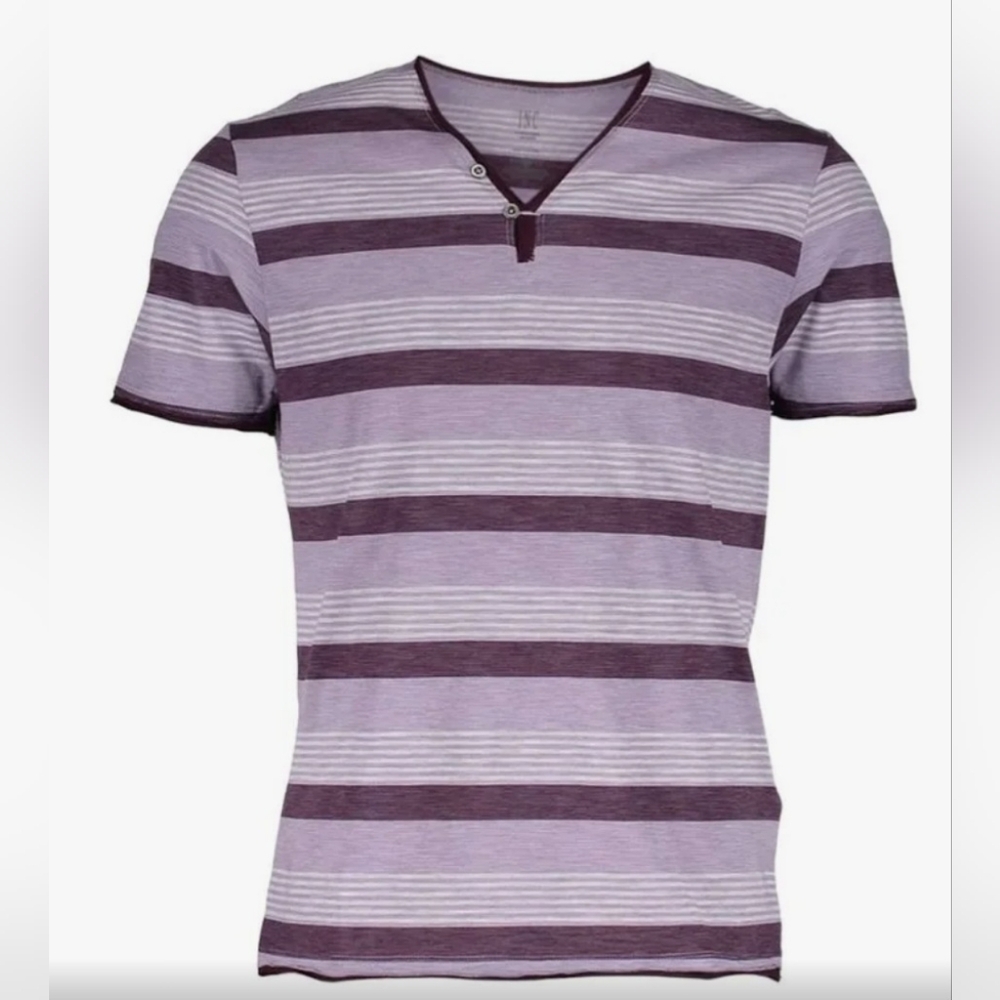 #91 INC international concelts shirt  color Lavender and gray stripe V-Neck top